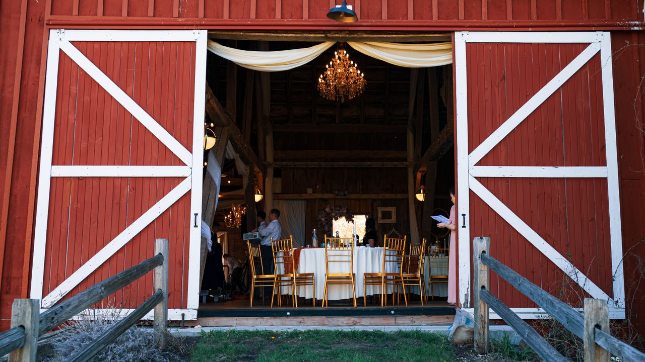 Inside the barn — reception ready